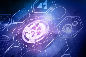 Image of computer-generated icons and digital interface